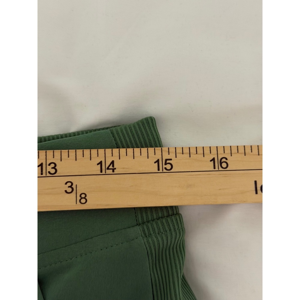 Athleta Brooklyn Ankle Pant Green Ribbed Waistband Tapered Travel Trousers  8 - Picture 8 of 11